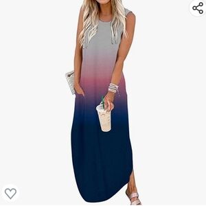 CHUNTIANRAN Gradient Sleeveless Maxi Dress w/Pockets Size M